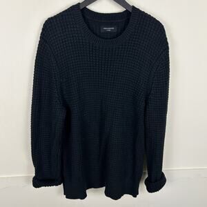 AllSaints Black Men's Chunky Knit Crew Neck Long Sleeve Sweater XL